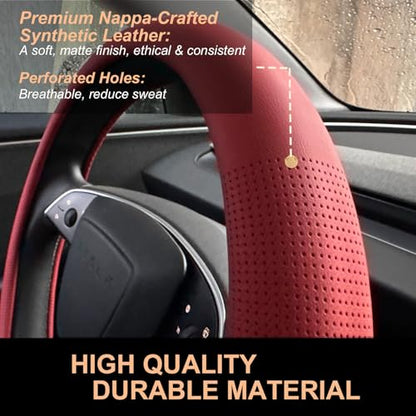 Nappa Leather Steering Wheel Cover for Tesla Model Y