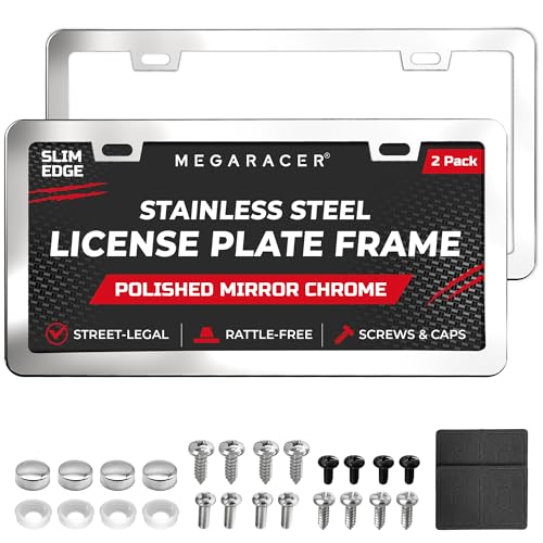 Polished Mirror Chrome Silver License Plate Frames
