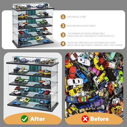 Display Case for Hot Wheels & Matchbox Cars with LED Light