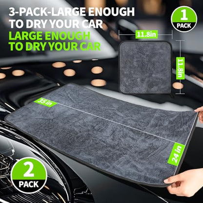 Ultra Absorbent Car Drying Towels with Storage Bag (3 Count)