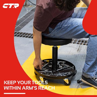 Rolling Mechanic Shop Stool with Magnetic Tray