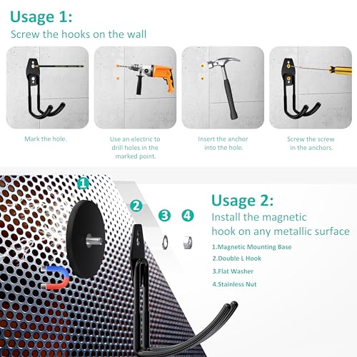 Strong Magnetic Hooks Heavy Duty Magnetic Garage Hook (2 Count)