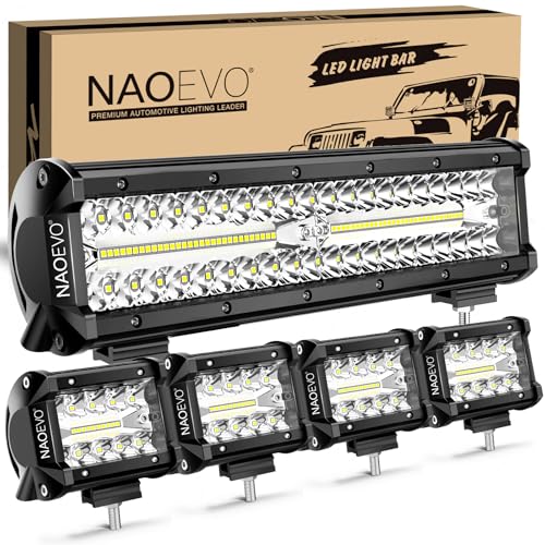 12 Inch LED Light Bar with 4PCS 4 Inch LED Pod