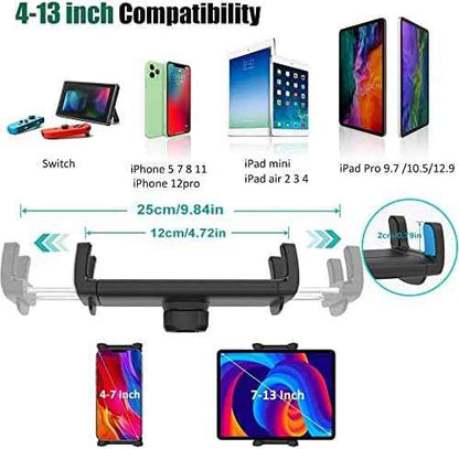 Car Seat Rail Floor Tablet Mount Truck Vehicle Holder for 4-13" Tablet & Phone, Heavy Duty 19.7 inch Gooseneck Arm Holder for iPad Pro 12.9 11 Air Mini, Samsung Tab, Galaxy Z Fold 4, iPhone