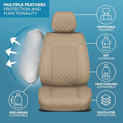 Curated Sandstone Leather Seat Covers for Cars & SUVs
