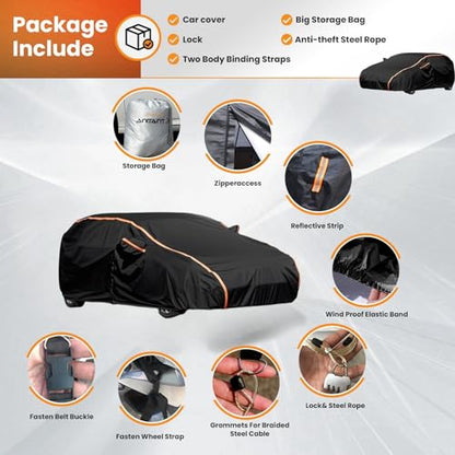 Super Lightweight Hatchback Car Cover Snow Car Tarps Waterproof All Weather Car Covers for All Condition Full Exterior Fit Hatchback Under 178"