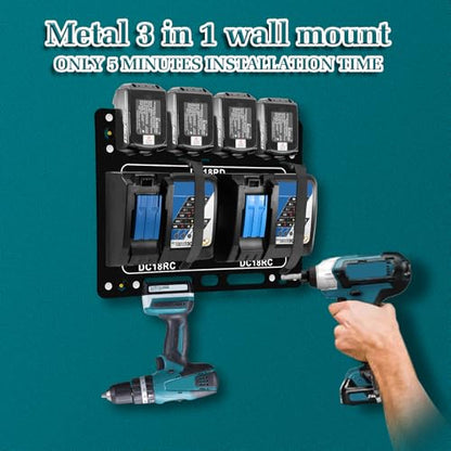 Wall Mount for Makita Battery Holder and DC18RC DC18RD Chargers (42.3288 Ounce)