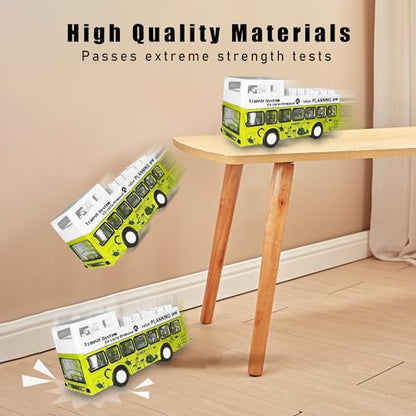 Double Decker Bus Open Door Die Cast Metal Toy Cars Pull Back 5 Pack (5 Count)