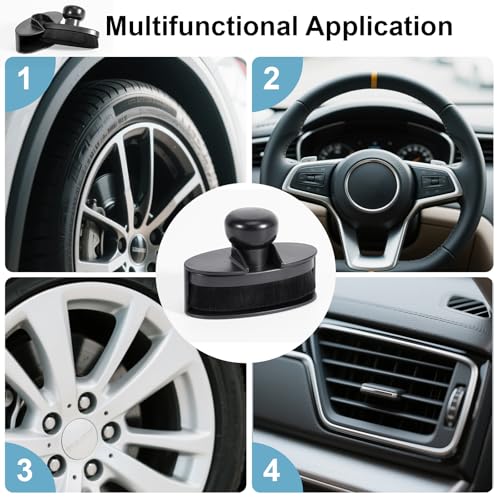 Tire Shine Applicator Brush Large Vegan Oval Tire Shine Brush with Storage Stand for Vehicles Tire Shine Polish Wax and Car Wash
