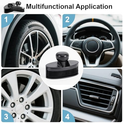 Tire Shine Applicator Brush Large Vegan Oval Tire Shine Brush with Storage Stand for Vehicles Tire Shine Polish Wax and Car Wash