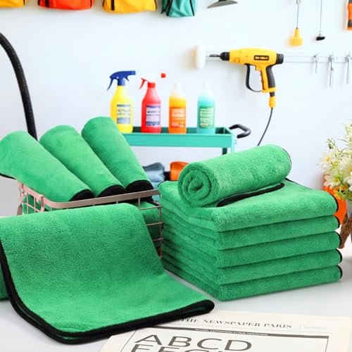 20 Pcs Microfiber Car Drying Towels Microfiber Cleaning Cloth 800 GSM Thick Plush Cleaning Dusting Cloth Auto Detailing Absorbent Towels Rags for Car Household Kitchen Window (20 Count)