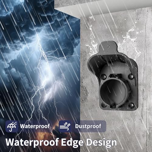 Wall Mount EV Charger Holder for SAE J1772｜Universal Charging Cable Organizer Holster｜Weatherproof Electric Car Plug Dock｜Space Saving Indoor