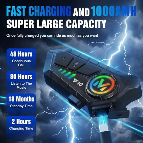 Motorcycle Helmet Speakers High Battery Life Helmet Headset (2 Count)