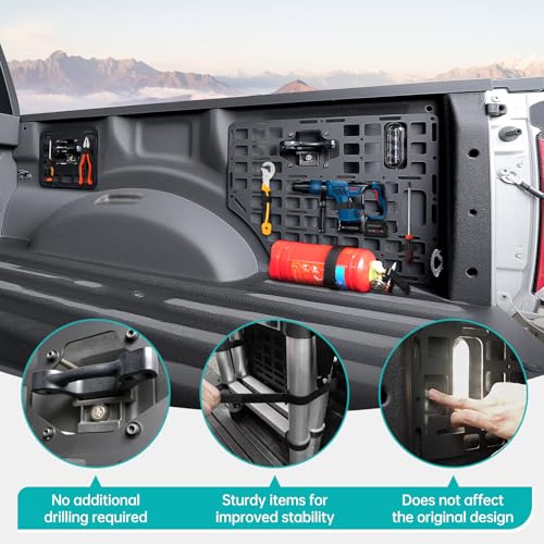 Side Truck Bed Molle Panel Rack System Compatible with 2015