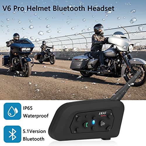V6 Pro Motorcycle Helmet Bluetooth Intercom Headset 1200M 2 People Full Duplex Wireless Motorbike Interphone Connect Up to 6 Riders for Motorcycling Skiing and Climbing (2 Count)