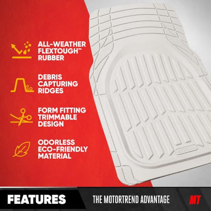 MotorTrend FlexTough White Car Floor Mats Rubber All Weather Automotive 2pc