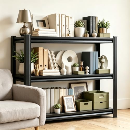 Metal Bookshelf 3 Tier Boltless Steel Bookcase Storage Shelf