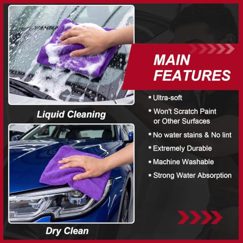 200 Pcs Microfiber Cleaning Cloth 16x16 Inch Microfiber Towels for Car Ultra Absorbent Cleaning Rags Reusable Lint Free Streak Free Detailing Towel for Car Washing Drying Dusting (200 Count)