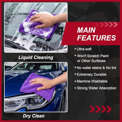 200 Pcs Microfiber Cleaning Cloth 16x16 Inch Microfiber Towels for Car Ultra Absorbent Cleaning Rags Reusable Lint Free Streak Free Detailing Towel for Car Washing Drying Dusting (200 Count)