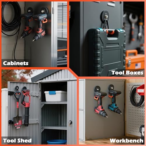 New Upgraded Heavy Duty Magnetic Garage Hooks (6 Count)