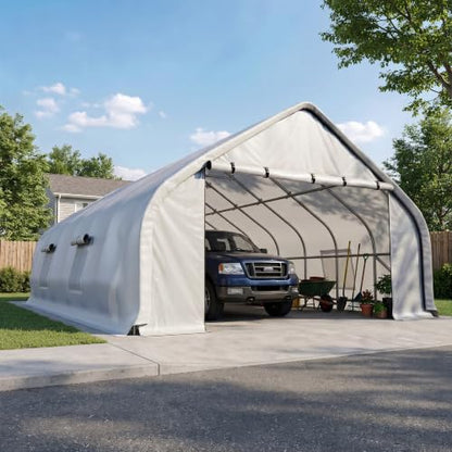 20x30 FT Curved Heavy Duty Carport Tent with Galvanized Steel