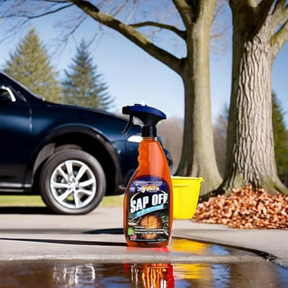 Sap Off, Fast-Acting Sap, Pine Tar & Bug Remover Spray, 16 Fl Oz, Non-Abrasive Formula Safe for Paint, Glass & Plastic, Removes Dried-On Sap, Tar, and Bug Residue Quickly (22 Fl Oz)