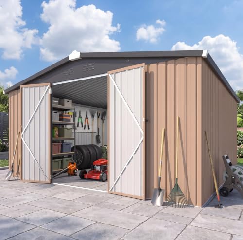 12x12 FT Large Galvanized Steel Outdoor Storage Shed