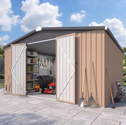 12x12 FT Large Galvanized Steel Outdoor Storage Shed