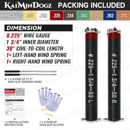 Pair of 1.75" Garage Door Torsion Springs Set with Non