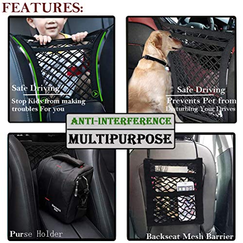 Dog Car Net Barrier with Mesh Organizer
