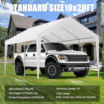 10' x 20' Carport Replacement Canopy Cover