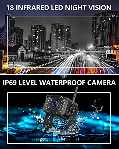 RV Backup Camera Wireless DOUXURY IP69 Waterproof 170° Wide View Angle HD 1080P Rear View Camera + HD LCD 7" Monitor