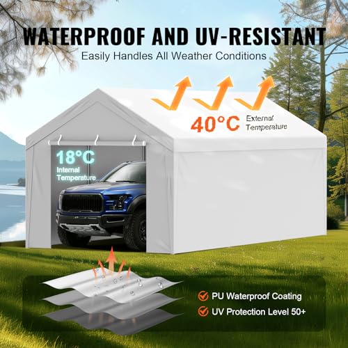 Carport Replacement Canopy Top Cover + Sidewall 10 x 20 ft