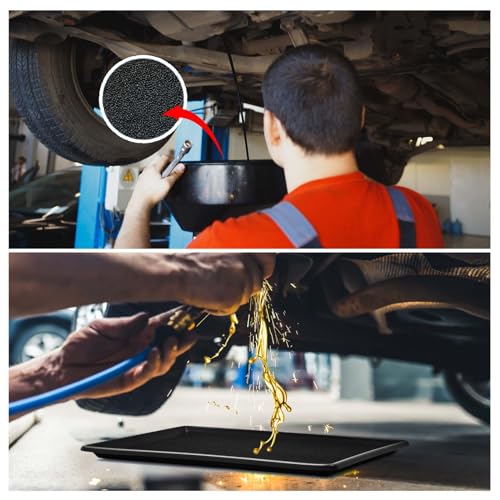 1 Set 27'' x 20''x 1.4'' Oil Drain Drip Pan for Car with Square No Splatter Pad Oil Drip Tray with Mat for Under Car Transmission Garage Automotive Driveway to Keep Floor Clean