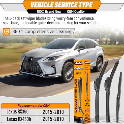 Windshield Wiper Blade Replacement for Lexus RX350 RX450h 2010