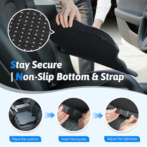 Wedge Car Seat Cushion for Better Visibility & Sciatica Pain Relief