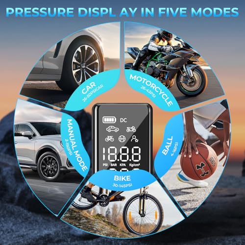 Tire Inflator Portable Air Compressor Pressure Gauge Electric