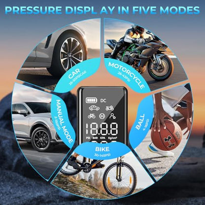 Tire Inflator Portable Air Compressor Pressure Gauge Electric