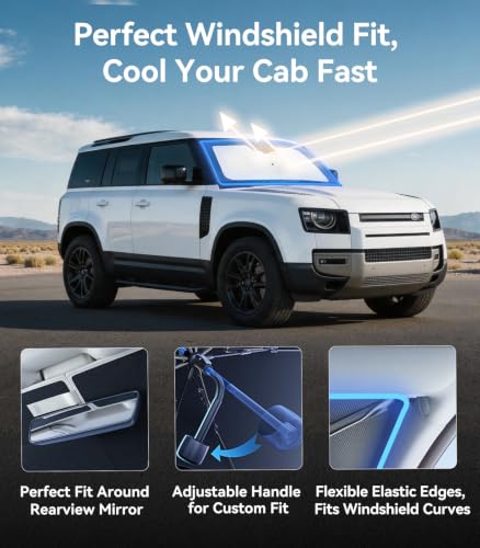 Vinyl Coating Heat Shield] Windshield Sun Shade Umbrella Custom for Land Rover Defender