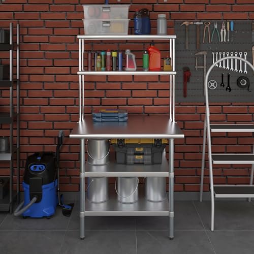 Stainless Steel Work Table with 2 Shelves