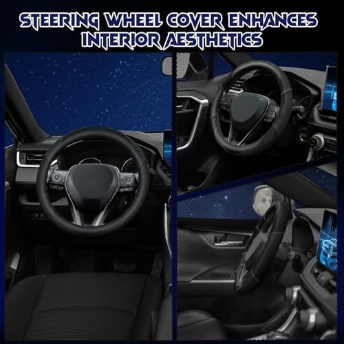 Soft Leather Steering Wheel Cover with Breathable Design and Anti