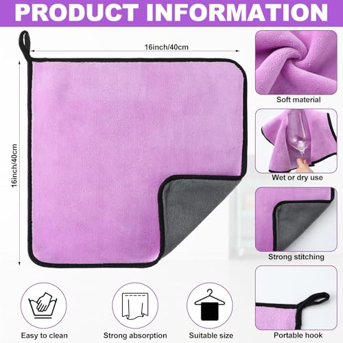 20 Pcs Microfiber Car Drying Towels Microfiber Cleaning Cloth 800 GSM Thick Plush Cleaning Dusting Cloth Auto Detailing Absorbent Towels Rags for Car Household Kitchen Window (20 Count)