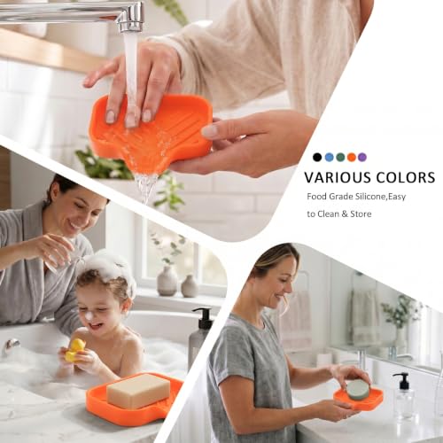 Silicone Soap Dish with Drain Spout