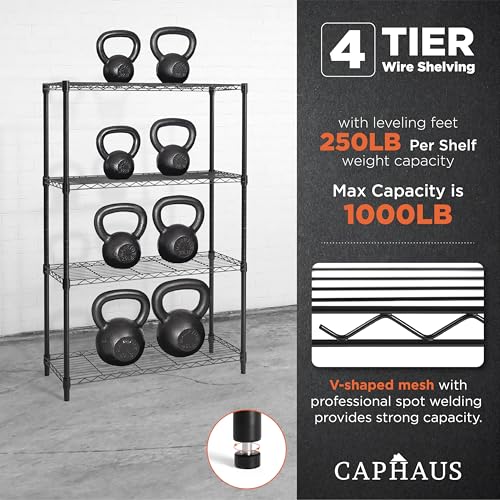 4 Tier Adjustable Height Wire Shelving Unit (4 Count)