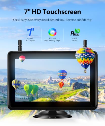 3 Wireless Backup Camera Solar Magentic Cameras with 7" DVR 1080P Touchscreen Monitor