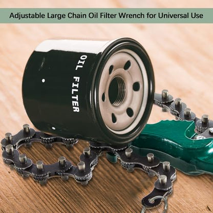 3 Pcs Large Reversible Chain Oil Filter Wrench with 12 16 9 Inch Chain Wrench Adjustable Heavy Duty Carbon Steel Sturdy Pipe Fitting Tool Spanner for Ratcheting Universal (3 Count)