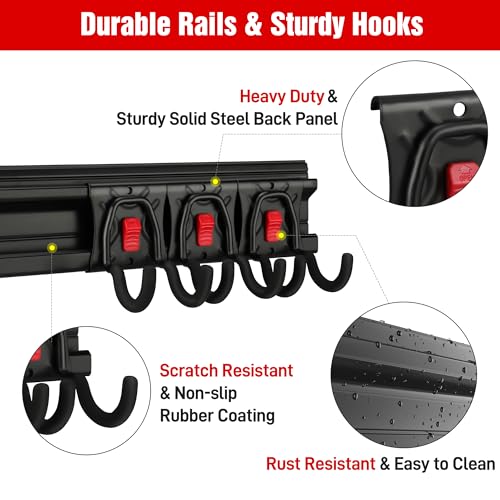 64" Garage Tool Organizer Wall Mount with 8 Adjustable Hooks