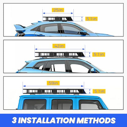 59" x 39" x 5.1" Universal Adjustable Roof Rack Cargo Carrier