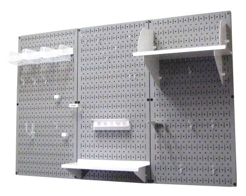 Pegboard Organizer 4 ft. Metal Pegboard Standard Tool Storage Kit with Gray Toolboard and White Accessories