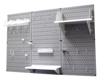 Pegboard Organizer 4 ft. Metal Pegboard Standard Tool Storage Kit with Gray Toolboard and White Accessories